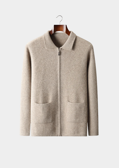 100% CASHMERE ZIPPER CARDIGAN