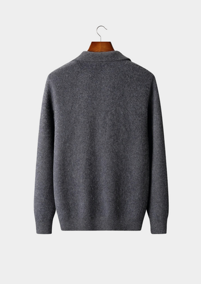 100% CASHMERE ZIP POLO CARDIGAN