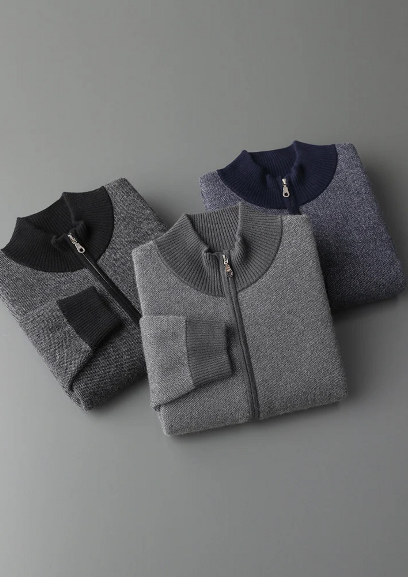 100% CASHMERE JACQUARD ZIP CARDIGAN