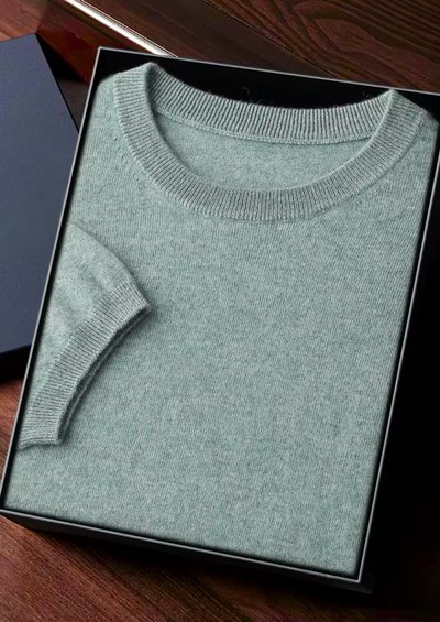 100% CASHMERE CLASSIC CREWNECK T-SHIRT