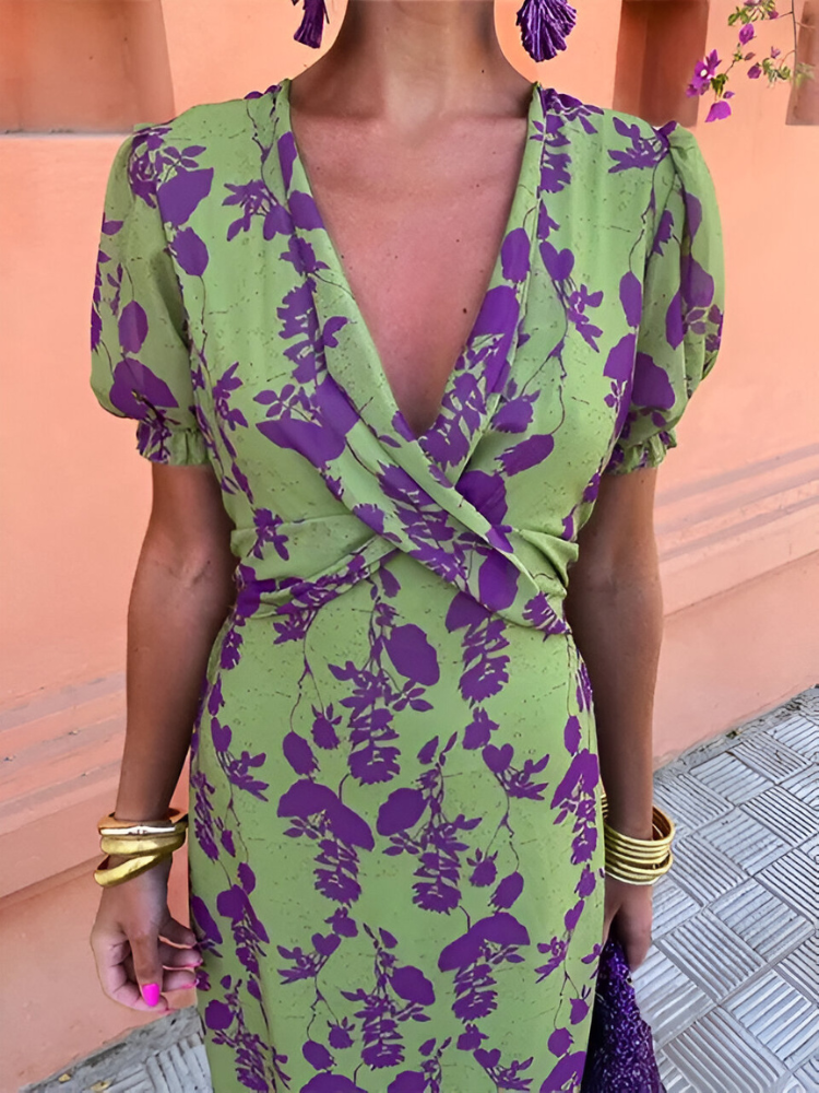 Lia Wrap Dress with V-Neck