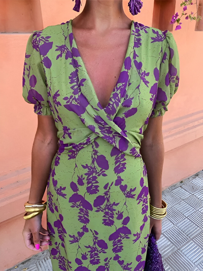 Lia Wrap Dress with V-Neck
