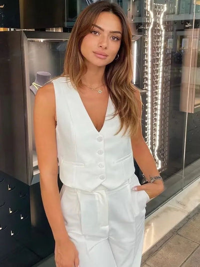 Camila Cropped Gilet Top