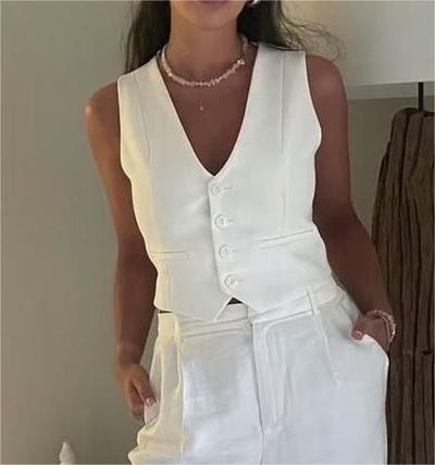 Camila Cropped Gilet Top