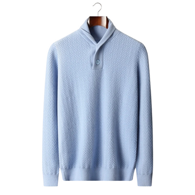 100% CASHMERE ZIGZAG BUTTON SWEATER