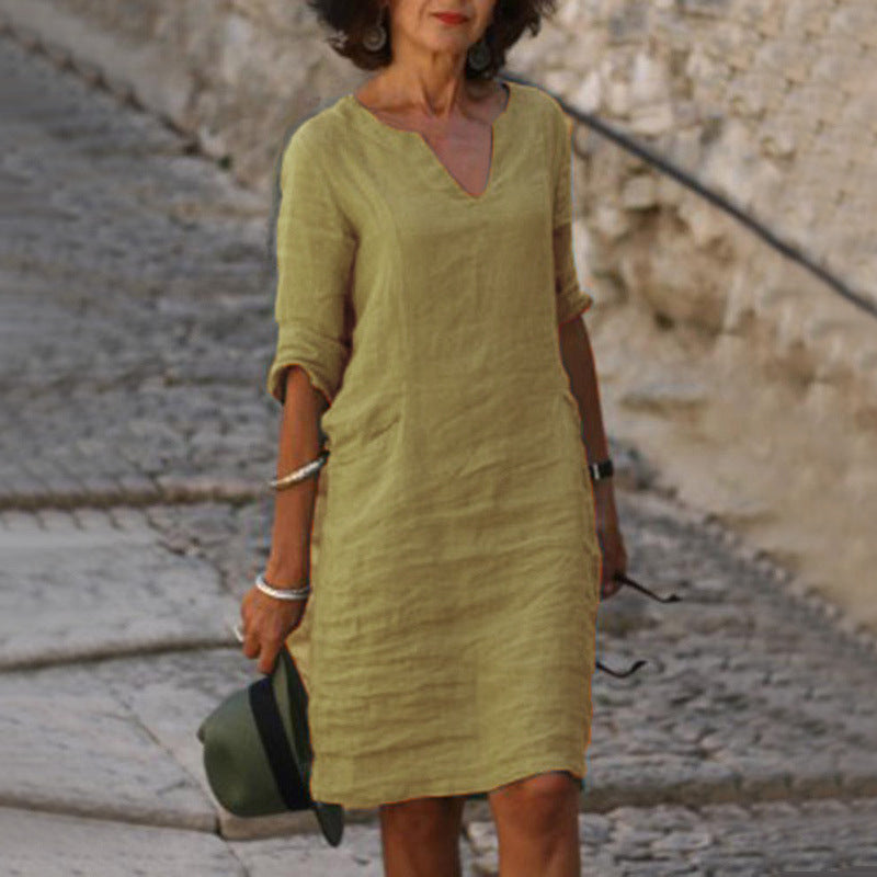 Colette™ | Elegant V-Neck Dress